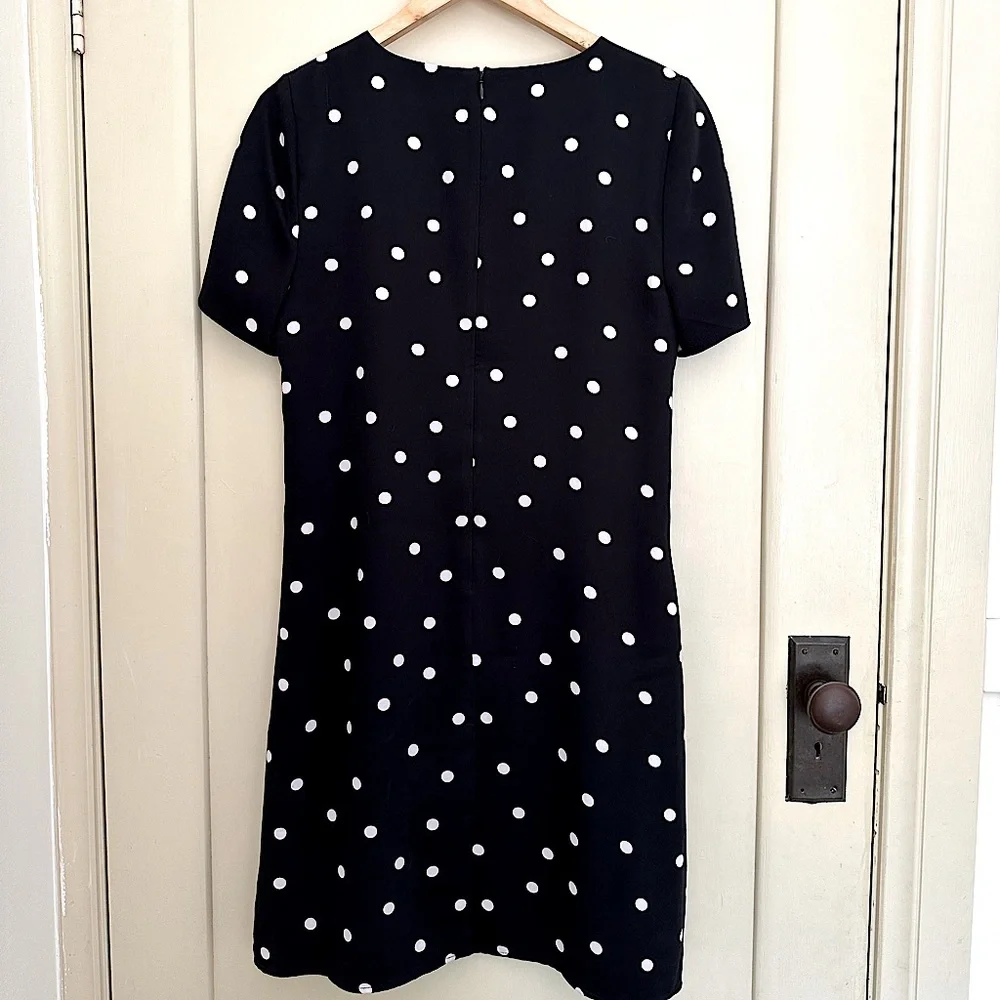 JACQUI E | B & W Polka Dot Shift Dress | Size 10 | Preloved - Picture 4 of 11